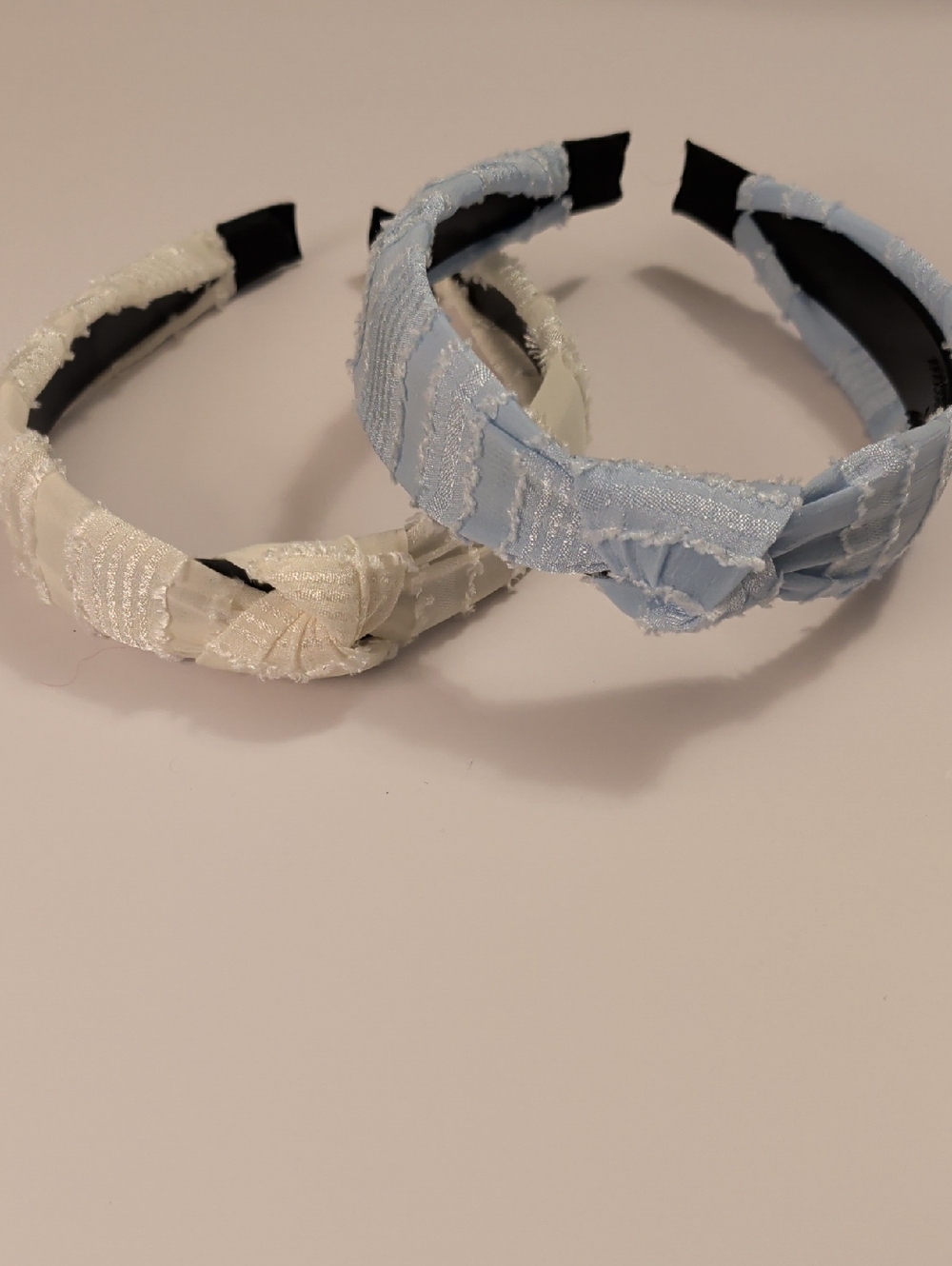 Knotted Fabric Headbands Light Blue & Ivory NWOT